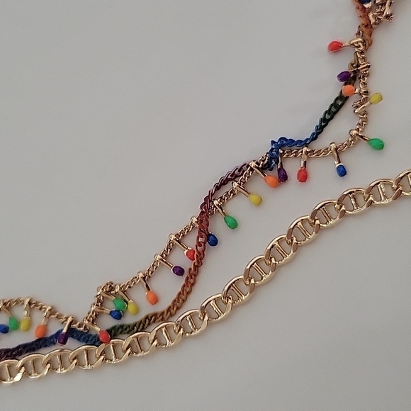 Torrid Always Proud Rainbow Layered Chain Necklace & 3-Piece Anklet Set - Picture 8 of 9